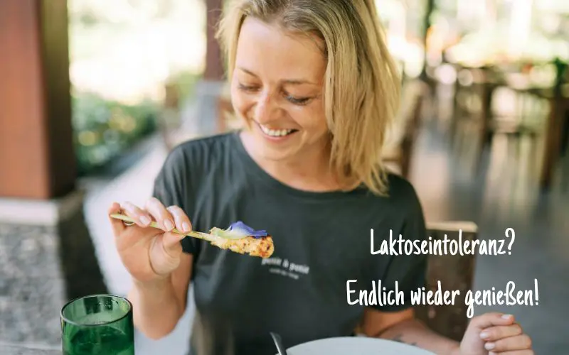 Frau isst - Laktoseintoleranz? Endlich wieder genießen!