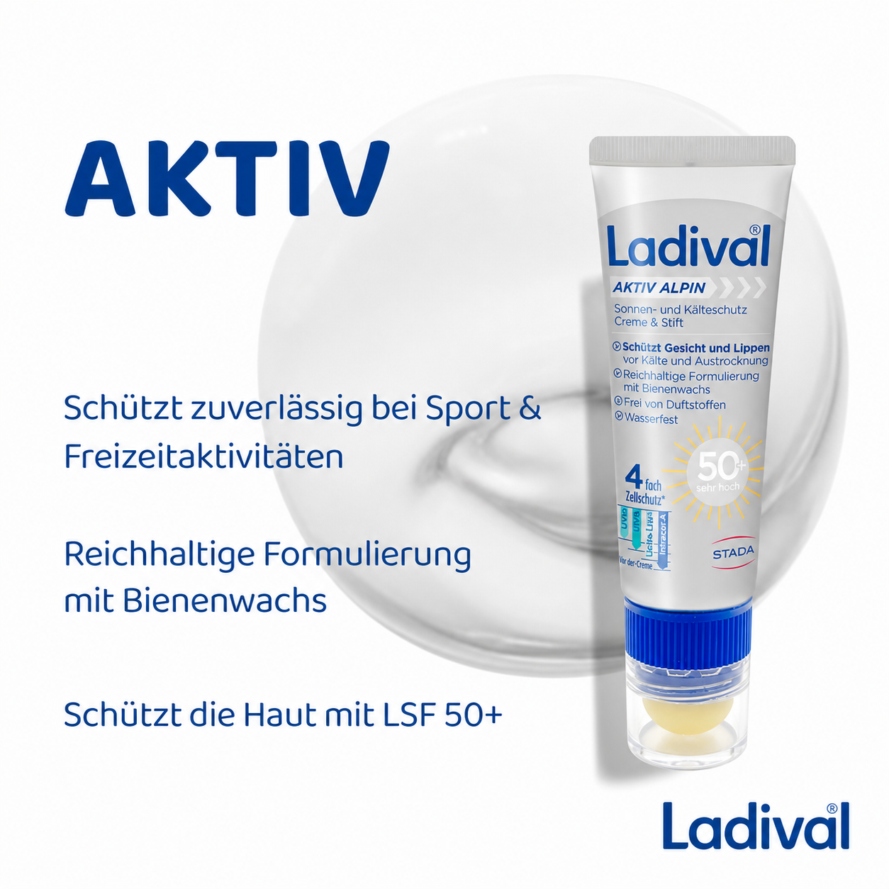 Ladival Aktiv Alpin Creme & Stift schützt die Haut im Winter