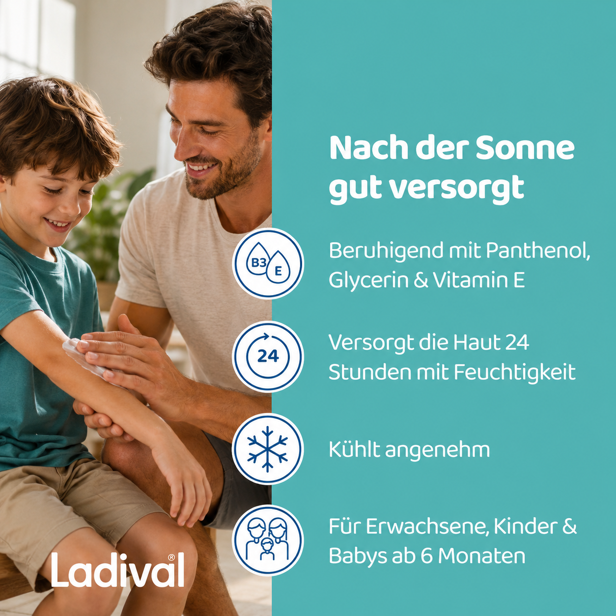 Beruhigend mit Panthenol, Glycerin und Vitamin E